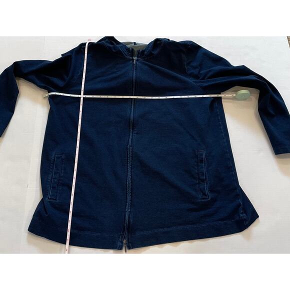 J. Jill Pure Jill Cotton Denim Chambray Zip Up Hoodie Jacket, Size XL - Picture 10 of 12